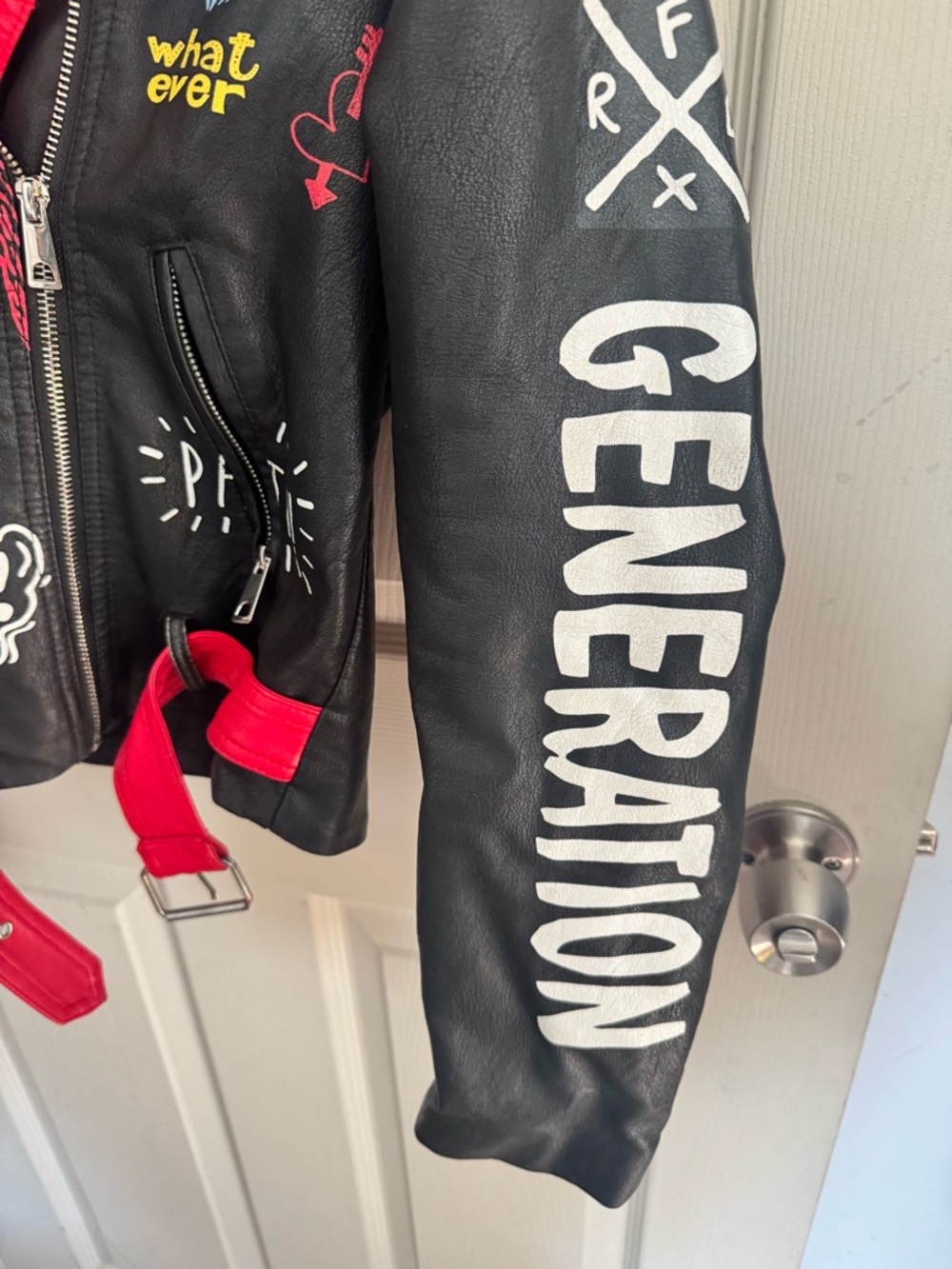 Redfox Studded Red Leather Jacket — Red & Black - Picture 3 of 14